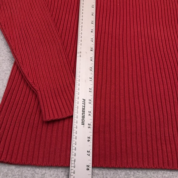 Vintage Lands'‎ End Sweater Men's Large Red Ribbed Knit Crew Neck Made in USA - Picture 6 of 7